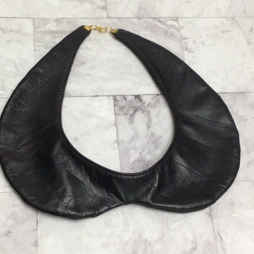 Genuine Leather Peter Pan Collar. Handmade